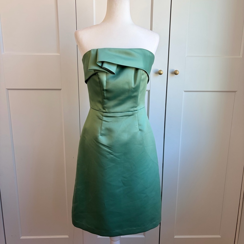 Lela Rose Green Clover Strapless Dress | 6 - Picture 1 of 5